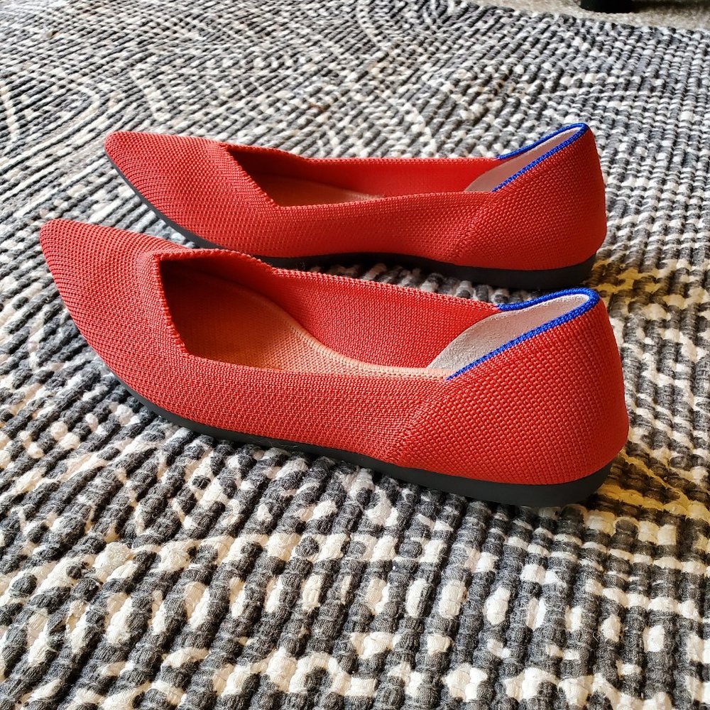 Rothy's Pointed Toe Flat in Chili Red